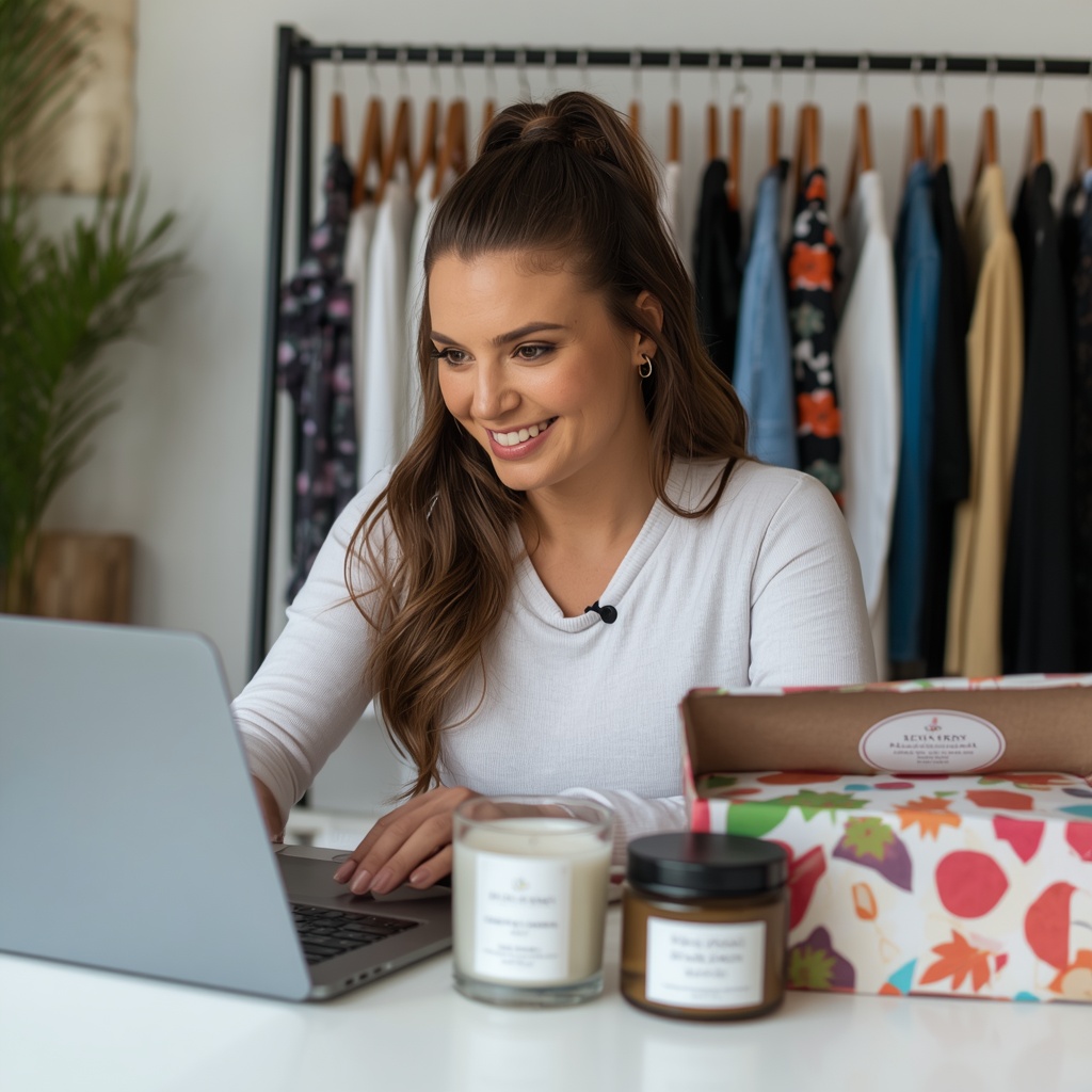 Small business owner managing her online store